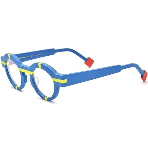 Image of HEPIDEM Multicolor Acetate Glasses Frame Women,Oversize Round Optical Eyeglasses
