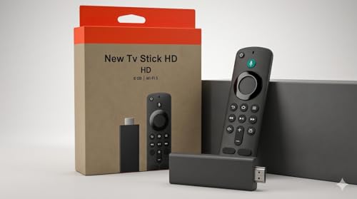 Tv Stick HD Streaming with Voice Remote Control | Fast Media Player for Live Sports Movies Music Local News | Enhanced Television Power & Volume Buttons Universal HDMI Entertainment Device Black