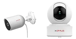 CP PLUS 4MP Wi-Fi Home Security Bullet and Dome Wireless Security Camera | Motion Detection | Two Way Talk | Night Vision | Supports Alexa & Ok Google | IR Distance of 15 Mtr, IP65, White
