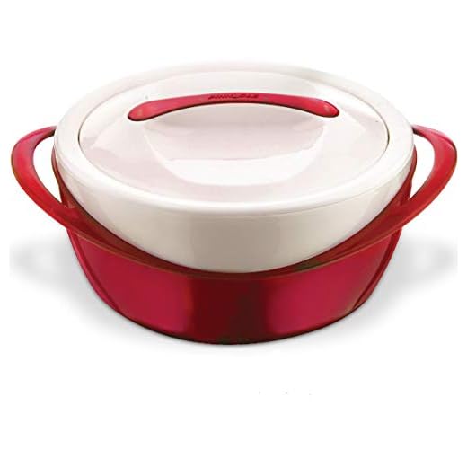 Pinnacle Large Insulated Casserole Dish with Lid 2.6 qt. Elegant Hot Pot Food Warmer/Cooler -Thermal Soup/Salad Serving Bowl Stainless Steel Hot Food Container–Best Gift Set for Moms –Holidays Red