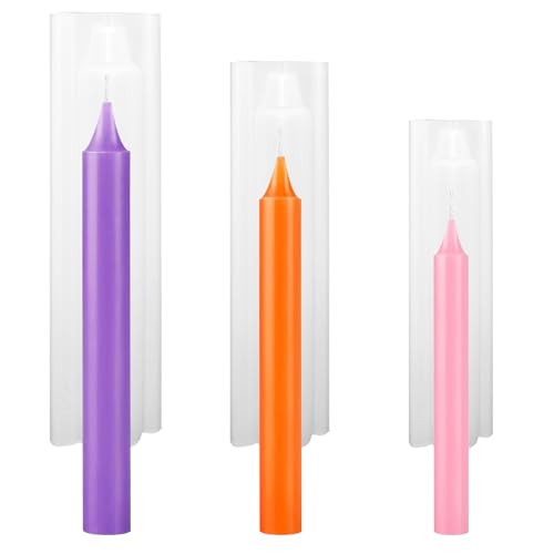 3 Pcs Long Cylinder Mold for Candle Making Long Taper Candle Mold Pillar Silicone Mold for Wax Candle Making