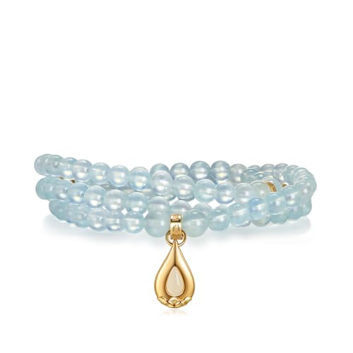 Image of Five Elements 18K Gold Vermeil 3 Layered Crystal Gemstone Beads Bracelet & Necklace for women Solid 925 Sterling Silver 18K Gold or White Gold Plated jewelry
