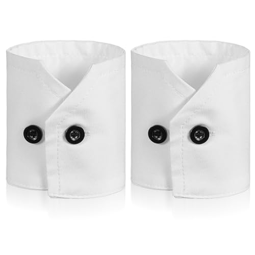 2 PCS Fake Wrist Cuff Sleeves, Detachable Sleeves False Hand Sleeve Garment Decorated Accessories for Women Men Dresses Shirts Suit Blouse Coat (White With Black Buckle)
