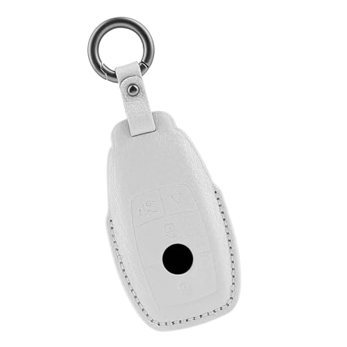 HIBEYO Auto Schlüsselhülle Passt für Mercedes E S C-Klasse CLA 250 CLS 450 C63S E53 E350 GLC GT CLA AMG Schlüsselbox Schlüsselgehäuse Schutzhülle Schlüsselcover Schlüsselanhänger zubehör-Weiß