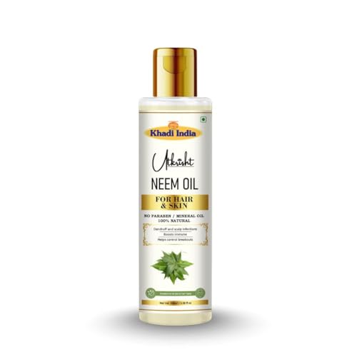 Image of Khadi Neem Oil For Skin & Hair 100ml | Pure & Natural Oil for Hair Growth & Nourishing Skin Care | Non Sticky, Paraben, Mineral Oil Free | For All Hair Types | Daily Use for Men & Women