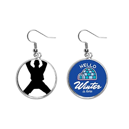 Pendientes Shaolin de kung fu chino con diseño de hielo invernal y colgante de gota elegante