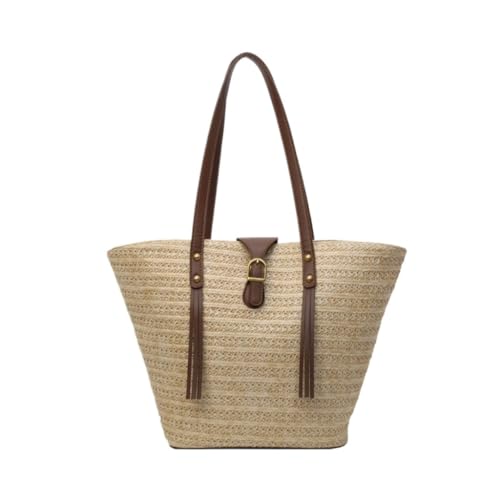 Bolso Paja Bolso De Paja Bolso De Mujer Tejido Verano Playa Bolso De Mujer Bolso De Hombro Bolso De Mano Bolso Grande Bolso Paja Mujer(Beige)