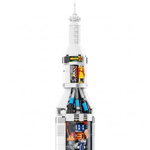 Image of SKY LINE OCEAN || Space Saturn V Bundling Block Set with Launch Stand || Translucent Spaceship Model || 846pcs || STEM Toy & Collectible Display for Home Office || 5 Year Structural Warranty