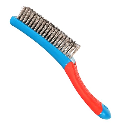 Cepillo de alambre manual - cepillo de alambre para limpieza de servicio pesado - cepillo de alambre de acero | Holishing encriptado de acero inoxidable con mango negro | Herramienta de limpiez