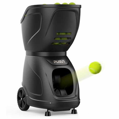PUSUN 35-Spot Programmable Variable-Speed Tennis Ball Machine — PT-9001 | App Control (12 Modes), MAX 87 mph, 5–8h Battery, 6-Level Spin, 1.8–8s Frequency, 150 Ball — for Pros, Clubs,Advanced Players