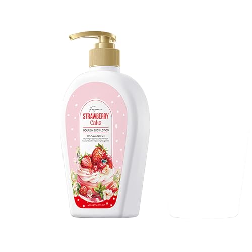 Crema corporal、Loción para la piel seca y sensible、Sabor de torta de strazas、Leche corporal hidratante hidratante、blanqueamiento de la piel、Perfume duradero，400ml