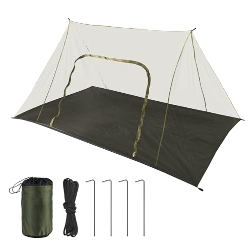 EFUTURETIME Groß Moskitonetz Camping, 240x140x110cm, Mückennetz Outdoor, Leicht Moskitonetz Reise, Wasserdichtes Moskitozelt mit Reißverschluss für Tour, Wanderung, Satteldach-Grün
