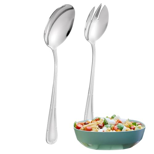 FAMILY 1 Set Cubiertos Ensalada 21.3x4.5CM Acero Inoxidable Diseño Flor, Elegancia y Funcionalidad para Cada Ocasión, Cubiertos de Alta Gama para Hogar y Restaurante