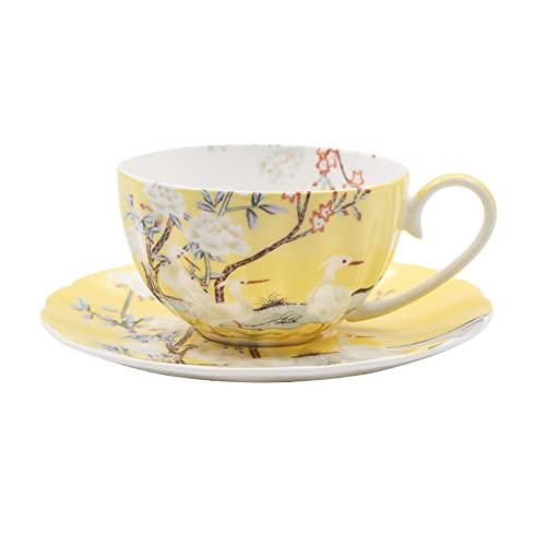 Kubek do kawy z zestawem spodków, cienka porcelana kostna, 230 ml na latte i herbatę, idealny na imprezy i dawanie prezentów