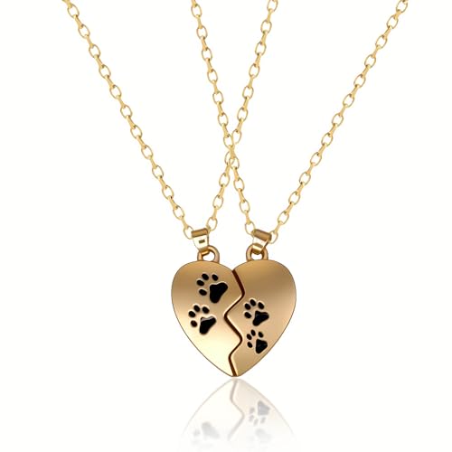 yaozeio Puzzle Paw Print Couple Necklace