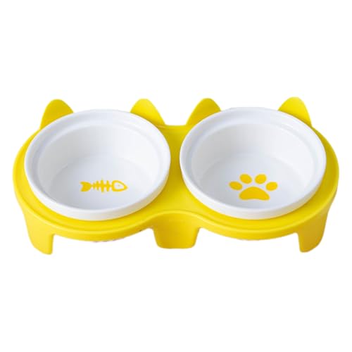 猫 食器 犬 餌台 高脚デザイン 10.5°傾斜 皿 陶器 猫えさ容器 ご飯皿 餌 入れ 二重碗 首サポート 滑り止め 黒あご防止 ペット用 フードボウル マルチカラー