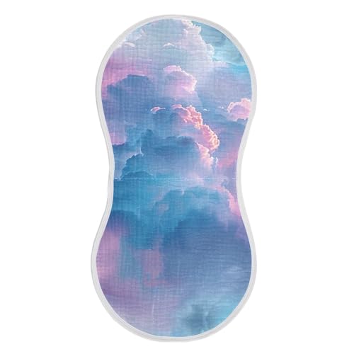 4 Pack Baby Burp Cloths, Soft Absorbent Burping Cloths for Babies, Cotton Milk Spit Up Rags, Large Size for Newborns, Baby Boys and Girls (Pastel Sky Pattern)2