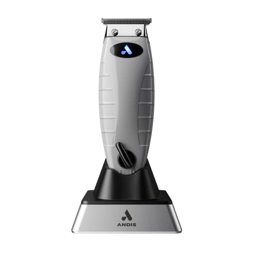 Andis 74055 Professional Corded/Cordless Hair & Beard Trimmer with Zero Gapped Carbon Steel Blade, Grey