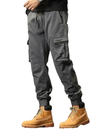 Image of Men's Cotton Cargo Pants Multi-Pocket,Comfortable Work Pants, Durable Trousers & Everyday Wear-CP-031