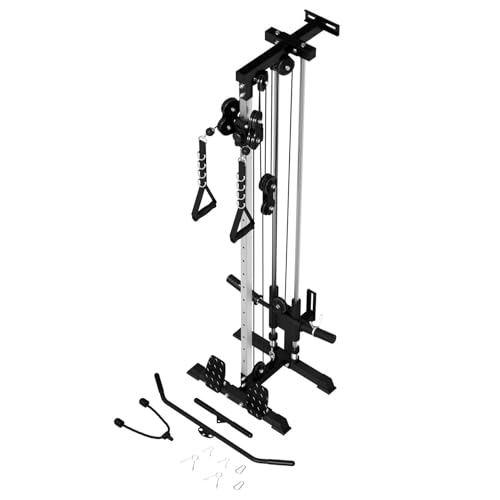Mikolo Wall Mount Cable Station, Cable Crossover Machine with Dual Pulley System and 18 Adjustable Positions for Home Gym Fitness Equipment