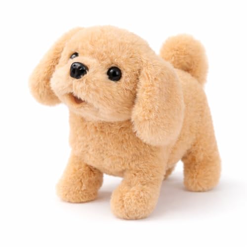 Image of Pandaworld Joyful Jogs Pup, Plush Golden Retriever Walking and Barking Puppy Dog Toy with Sound and wiggling Tail, Interactive Dog Toy for Baby Kids Children