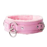 Pink O-Ring Choker Collar for Women, Gothic Punk Neckace Fashion Jewerly Adjustable Leather Collar with Alloy Buckle