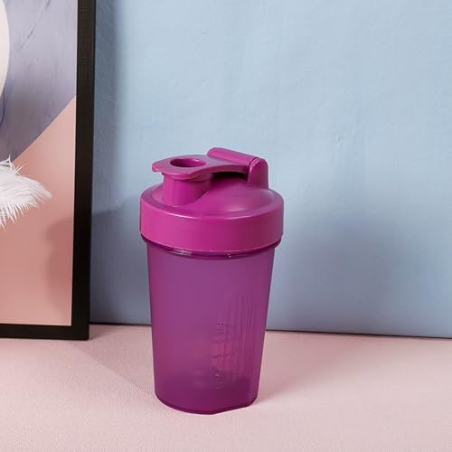 Protein Shake Cup, 300ml Portable Flip Top Shaker Bottle, Durable PP Material for Gym & Fitness PURPLE