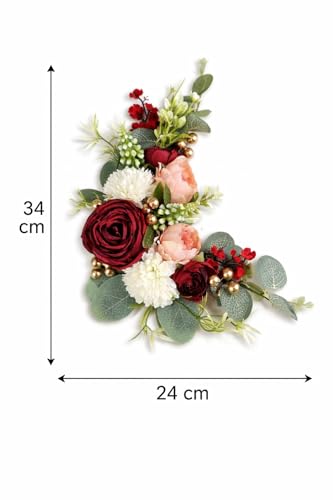 Image of SATYAM KRAFT 1 Bunch Handmade Artificial Peony Flower Brooch for Hamper Decoration, Trousseau Packing, Wedding, Engagement, Gift Wrapping, DIY Craft & Saree Accessories (Big Bunch, Multi)