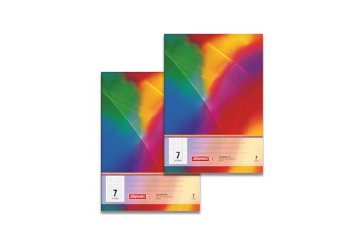 BRUNNEN Schulheft Lineatur 7 kariert ohne Rand große Karos für Schreibanfänger 1. und 2. Klassen 16 Blatt DIN A4 - Doppelpack