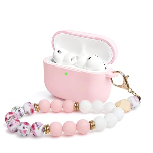 Coque AirPods Pro 3 rose marbre en silicone souple intégrale avec son kit de nettoyage complet