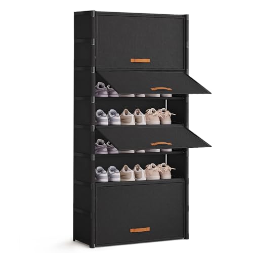 9 Tiers Shoe Rack with removable shelves Sturdy Durable Free Standing Dust Proof shoe organizer Multifunctional Shelf Storage Cabinet for Entryway Closet Hallway Bedroom Black (9 Tiers)
