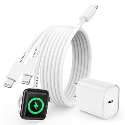 Watch Charger with USB C Charger,3-1 iWatch & Charger Fast Charging,6FT Magnetic Smart iWatch Charger Cable for Watch Series SE/8/7/6/5/4/3/2/1/ultra & Phone 14/13/12-White