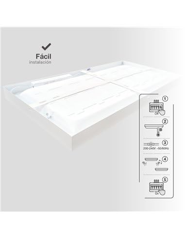 Pannello da superficie LED rettangolare Kisongo 60x30cm 24W 4200K Bianco
