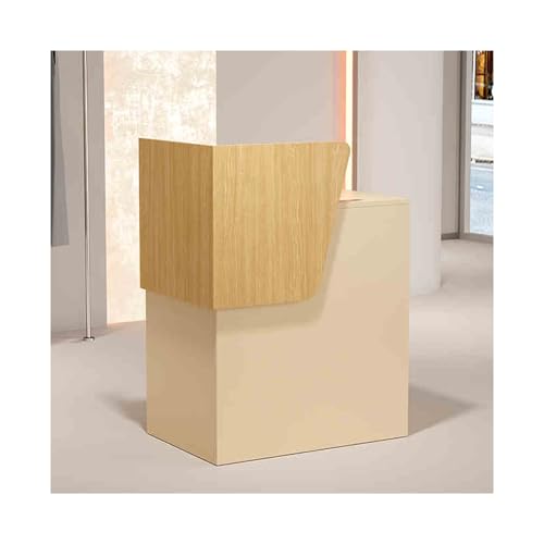 HBOOMOEM Mesa De RecepcióN，Almacenamiento Mueble De RecepcióN，Mesa De RecepcióN con CajóN Cerradura，Adecuado para Salones De Belleza, Salones De UñAs, BarberíAs, Tiendas De Ropa.(Apricot-Wood,60cm)