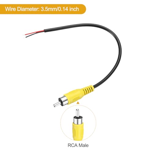 Cable de altavoz RCA a cable desnudo de 22 AWG conector macho amarillo terminal abierto para audio 3