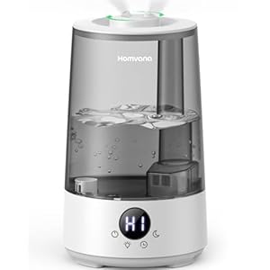 Homvana Humidificateur d’Air bébé, 3.6 L Cool Mist Top-Fill, 23dB Silencieux (SilentSpray), 34H Durable Humidificateu Chambre, Plante, BPA Free Avec Plusieur Modes d’humidité, 7 Color Light, Diffuseur