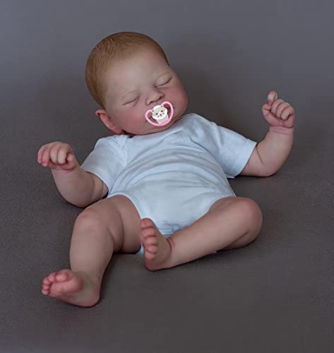 MineeQu 21 Pouces 52CM Lifelike Taille réelle de bébé Membres en Silicone Dormant Reborn Bébé Poupées Réaliste Nouveau-né Baby Dolls avec Corps en Tissu lesté Doux au Toucher Cover