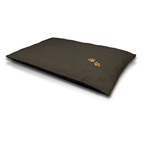 Cama para Perros Interior y Exterior - Colchoneta para Perro Pequeño y Mediano Lavable, Desenfundable y Resistente - Colchón para Perros y Gatos (S (40x60cm), Marrón) Cover