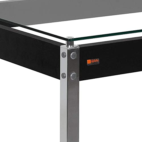 Conjunto de Mesa Tampo em Vidro com 4 Cadeiras Cris Ciplafe Preto/cromado