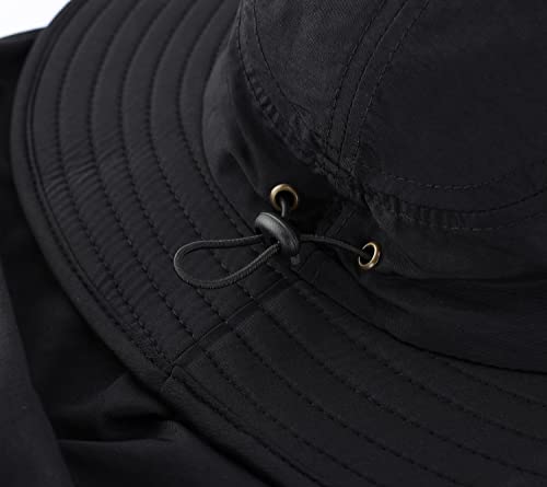 Image of Home Prefer UPF 50+ Mens Wide Brim Fishing Hat with Neck Flap Sun Hat for Men Women Sun Protection Cap