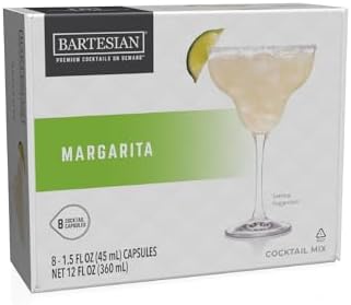 Bartesian Margarita Cocktail Mixer Capsules for Cocktail Machine – Home Bar Mixology Cocktails Mix Pod Capsule Set to Use with The Bartesian Cocktail Drink Maker Machine – Pack of 8