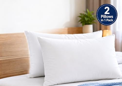 Image of Comfort Nest Microfiber Plain Pillows, Set of 2, 16 x 24 Inch, Super Soft, 90 GSM, 40 x 60 cm - White
