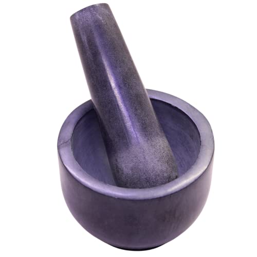 Kc Kullicraft Marble Stone Mortar And Pestle, For Grind Spices, Powder Pesto, Mash Herbs, Crush Pills, Regular Size (3.75"X2.75" Mortar, 5" X1.5" Pestle, Grey) #TOP7