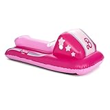 FUNBOY & Barbie 50" Kids Inflatable Skimobile Winter Snow Sled, 1-2 Riders with Grooved Rubber Base Tracks, 2 Handles, and Hand Pull Rope