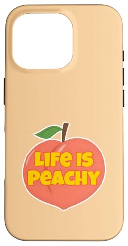 Life Is Peachy レトロスタイル おもしろフルーツピーチ スマホケース iPhone 16 Pro 用