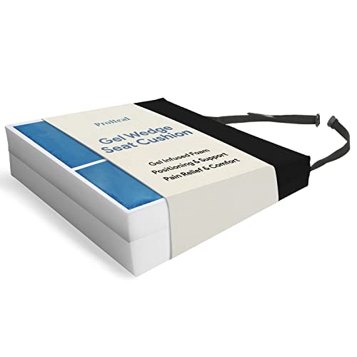 Gel Wedge Wheelchair Seat Cushion - High Density Foam, Stretch Nylon Cover, Deep Immersion Gel for Pressure Redistribution - Back, Tailbone, Coccyx Support - Eliminates Sliding - 18