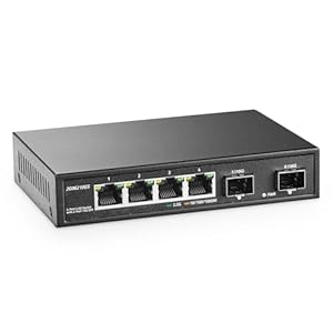 YuLinca 4 Port 2.5G Network Switch with 2x10G SFP, 2.5Gbps Network Hub Ethernet Splitter, Compatible with 100/1000/2500Mbps, Multi-Gigabit Fanless Unmanaged Metal Desktop Gaming Switch