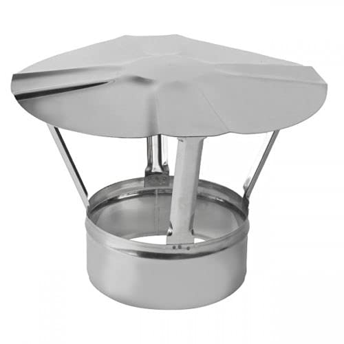 Prostko Stainless Steel Chimney Cowl - Rain Cover Protector Stove Cap Top Burner Pipe Pot. (150mm / 5.91''), Silver