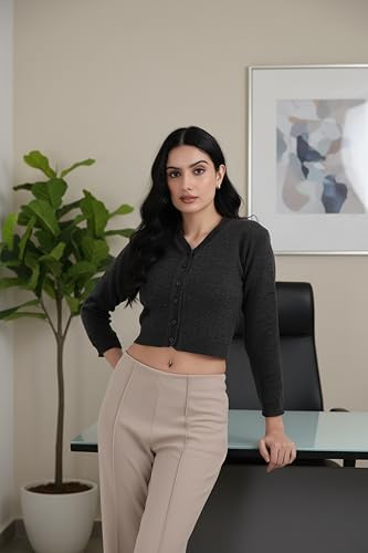 Image of Women Winter Wear V-Neck Full Sleeves Regular Fit Woollen Blouse