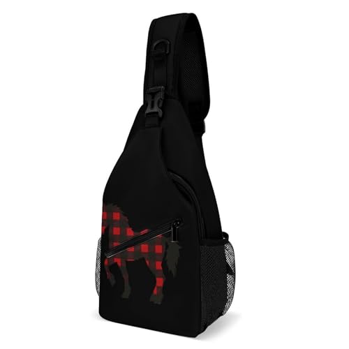 Red Buffalo - Mochila cruzada con diseño de caballo de unicornio y caballo de unicornio, bolsa de hombro estampada, mochila de viaje Red Buffalo - Mochila cruzada con diseño de caballo de unicornio y caballo de unicornio, bolsa de hombro estampada, mochila de viaje